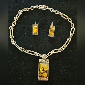 Rhinestone Necklace Set - Green